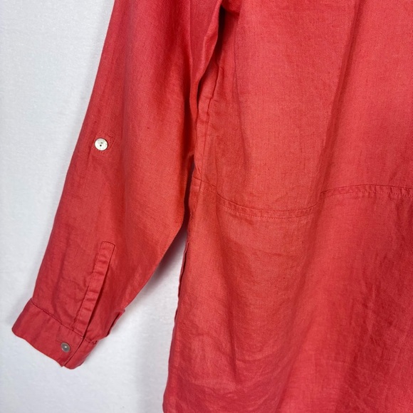 J. Jill Coral Red Love Linen Popover Tunic Blouse - Picture 7 of 7